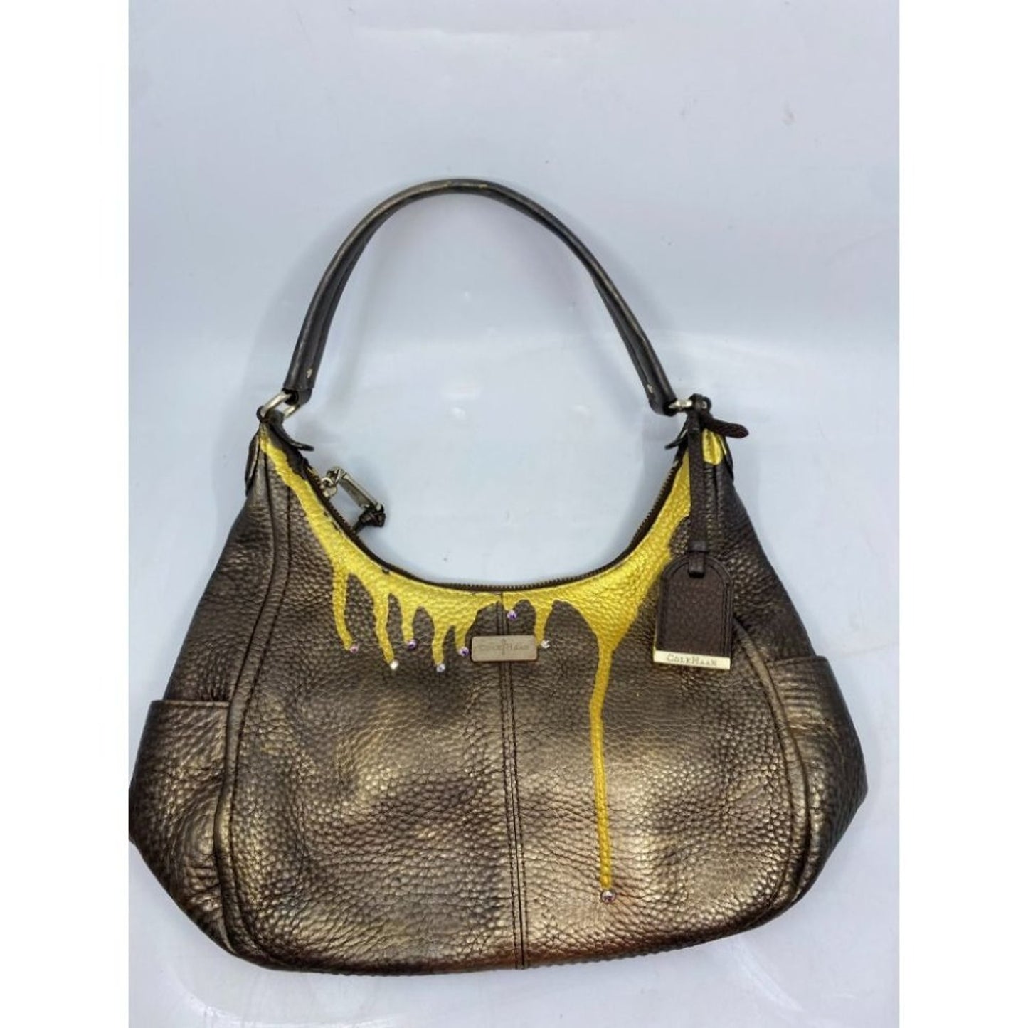Cole Haan Leather Crossbody Brown Gold Customized
