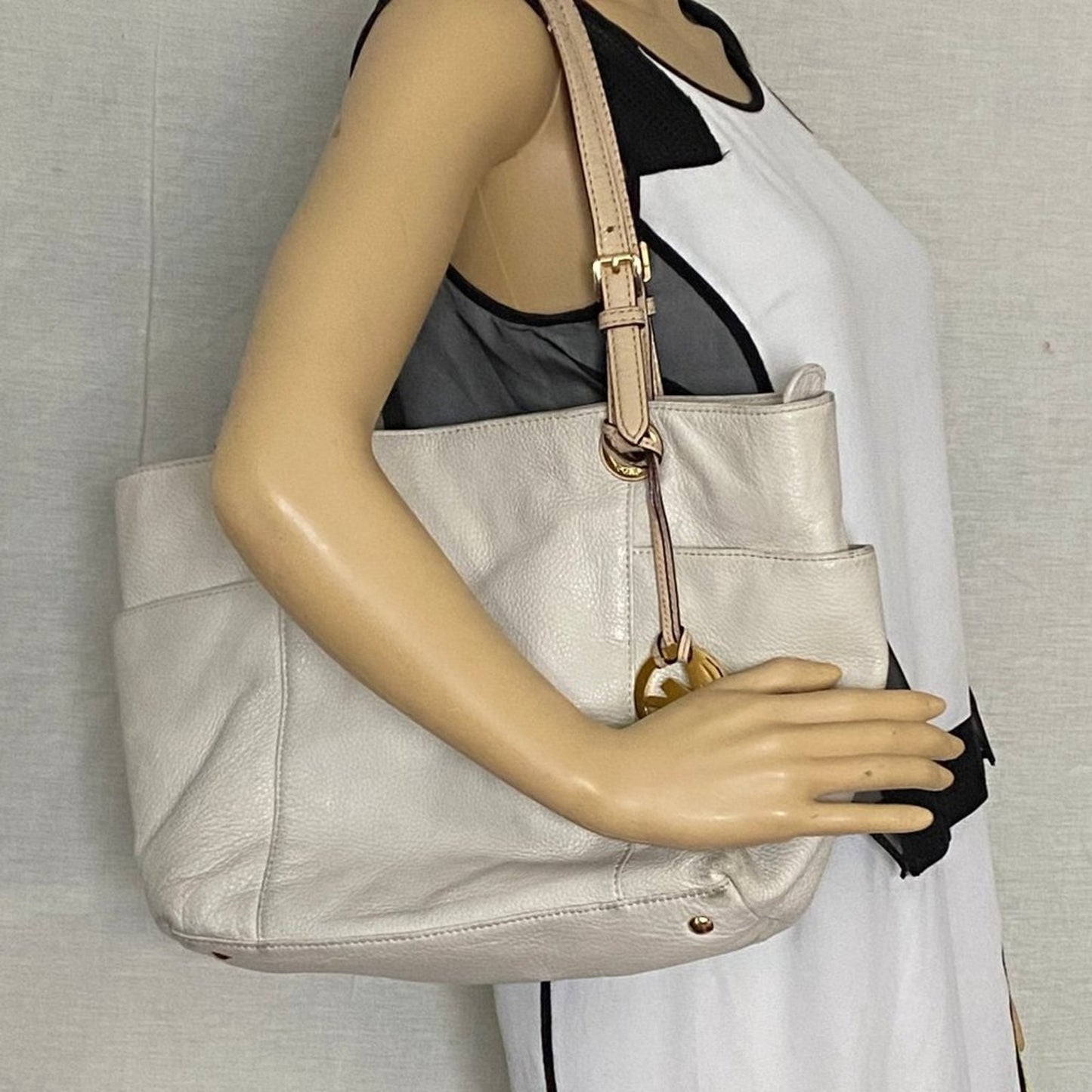 Michael Kors Large White Cream Leather Tote Bag