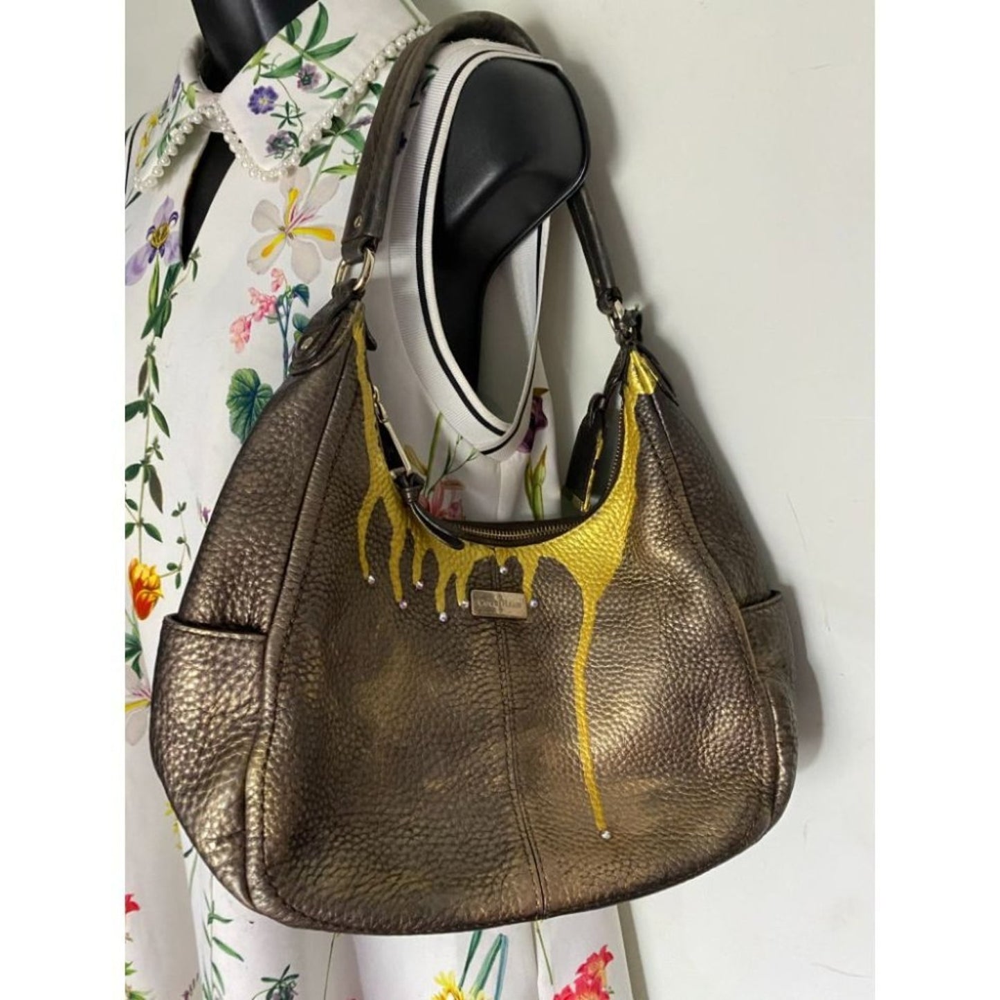 Cole Haan Leather Crossbody Brown Gold Customized