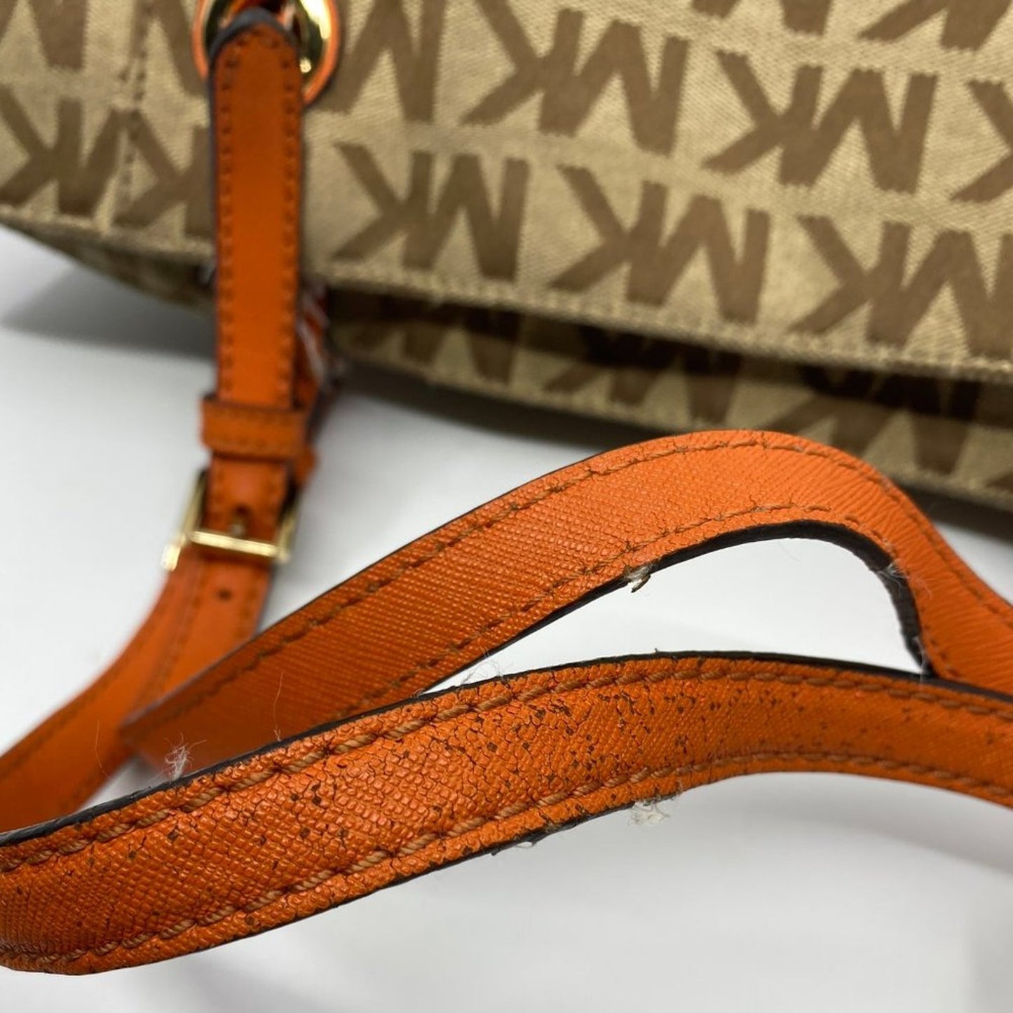 Michael Kors L Tan Orange Jacquard Fabric Tote