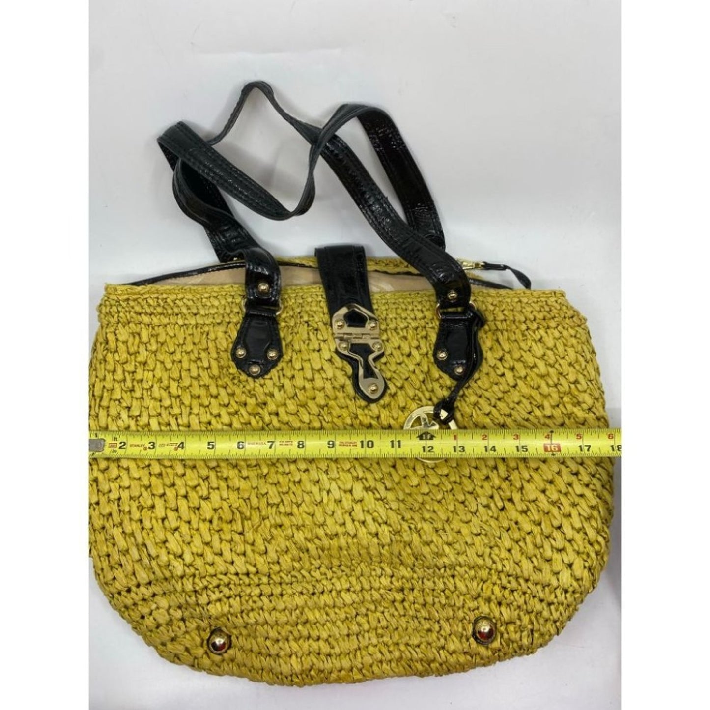 Michael Kors Women's Yellow Large Weave Straw Bag