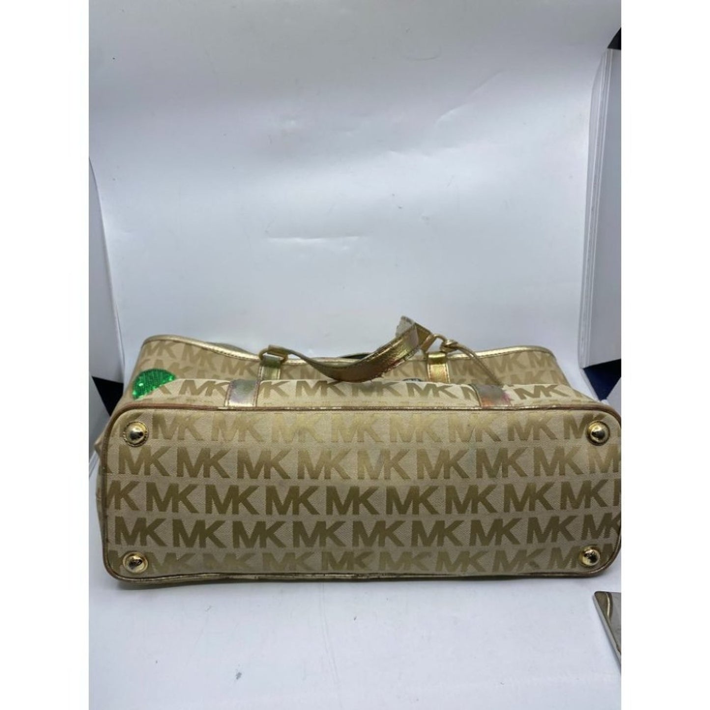 Michael Kors XL Jacquard Fabric Tan Tote Bag