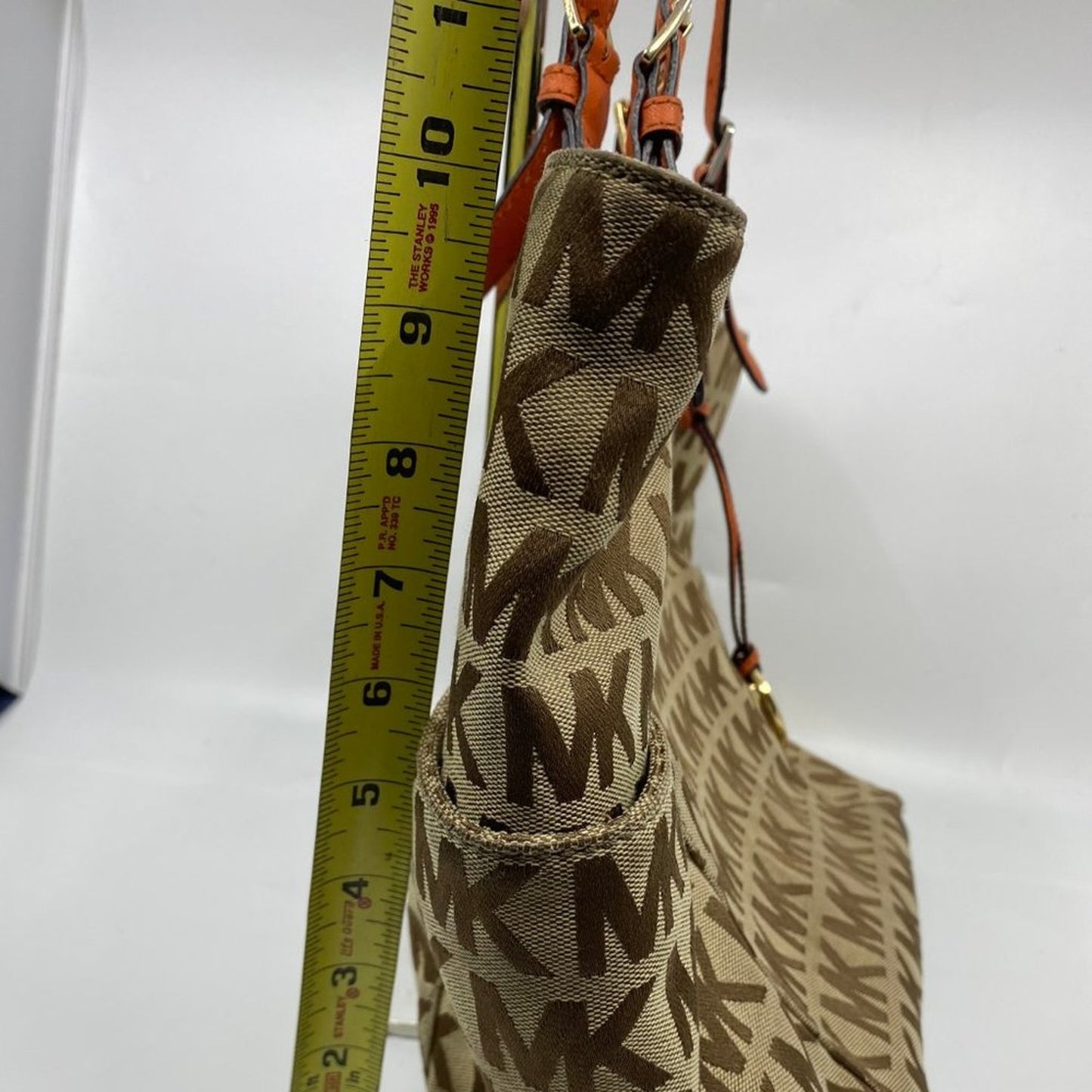 Michael Kors L Tan Orange Jacquard Fabric Tote