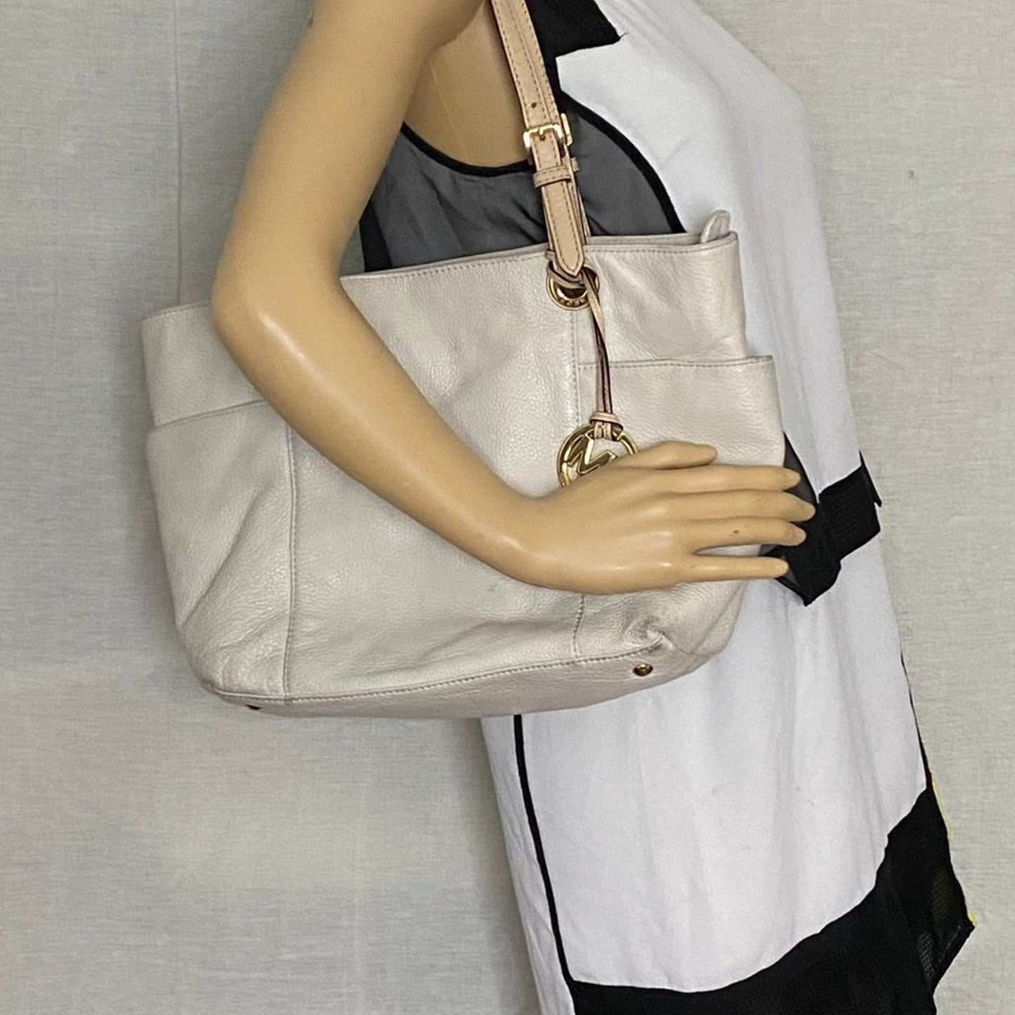 Michael Kors Large White Cream Leather Tote Bag