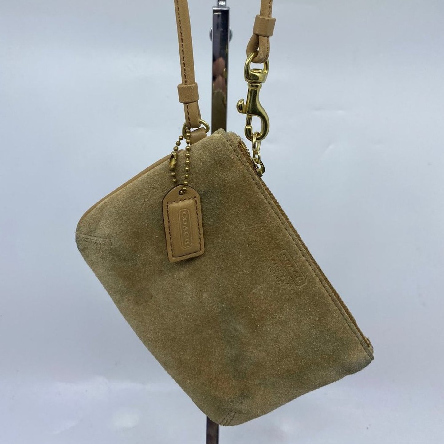 COACH Tan Velvet Fabric Wristlet