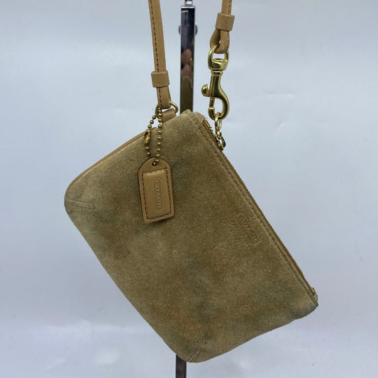 COACH Tan Velvet Fabric Wristlet