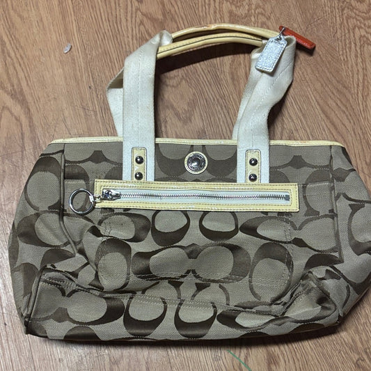 Coach Brown and Cream Signature Tote