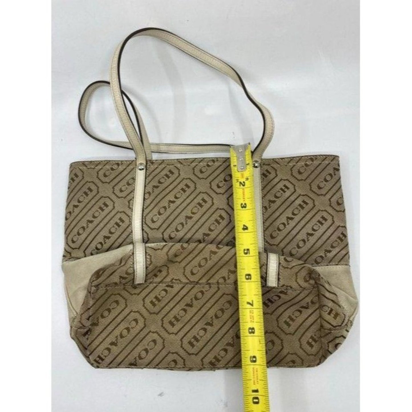coach w customized by me w applique tan beige jacq