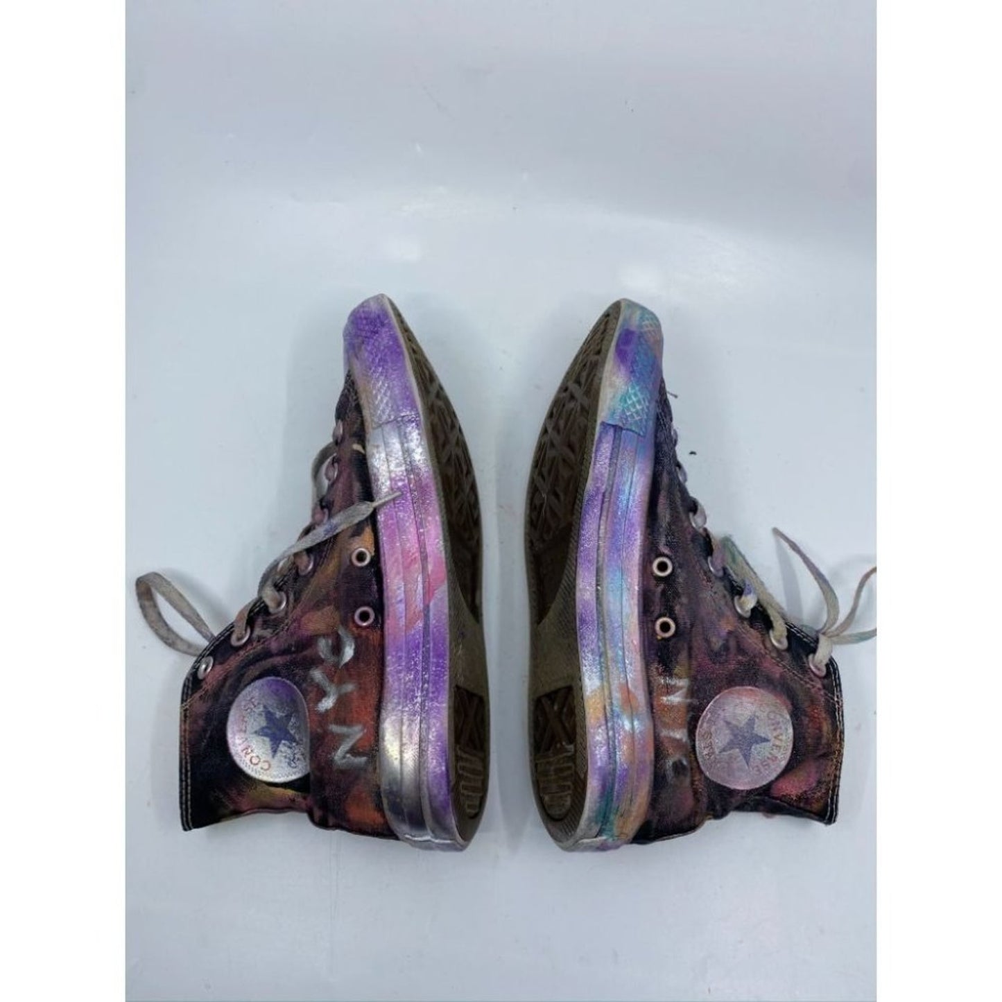 Converse Sneakers Customized Black Silver Womens 8