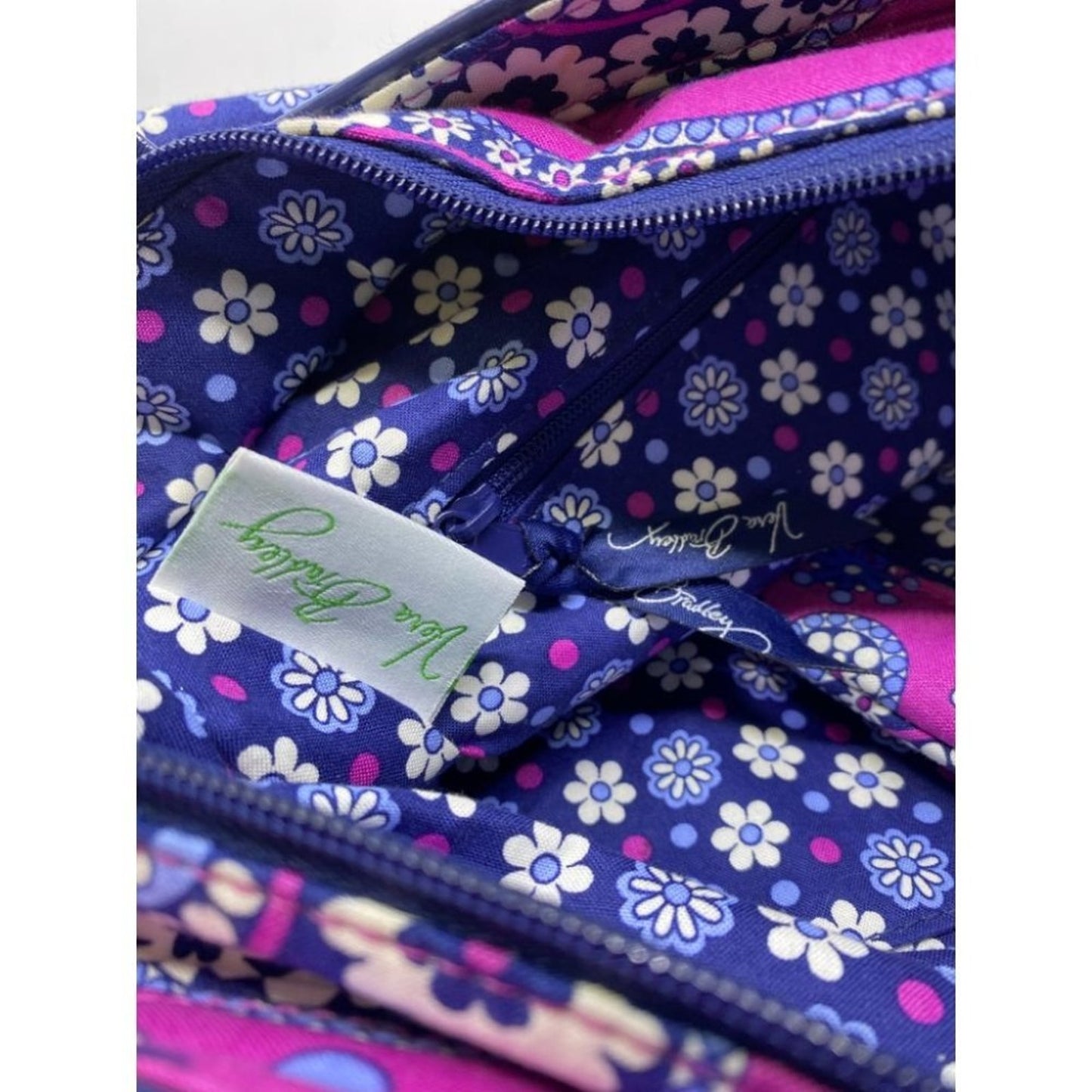 Vera Bradley Blue Pink Quilted Fabric Tote Bag