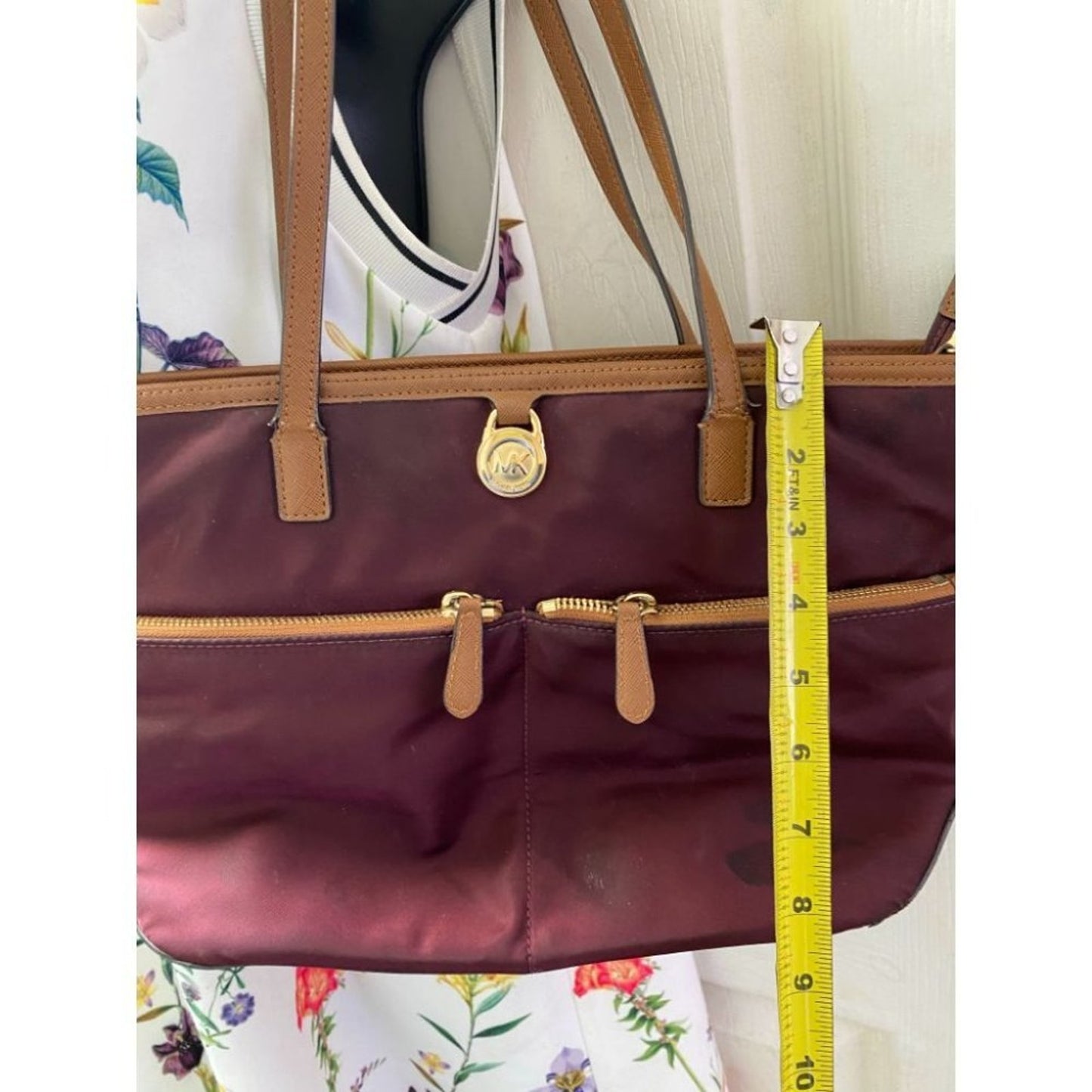 Michael Kors Maroon Nylon Tote Bag
