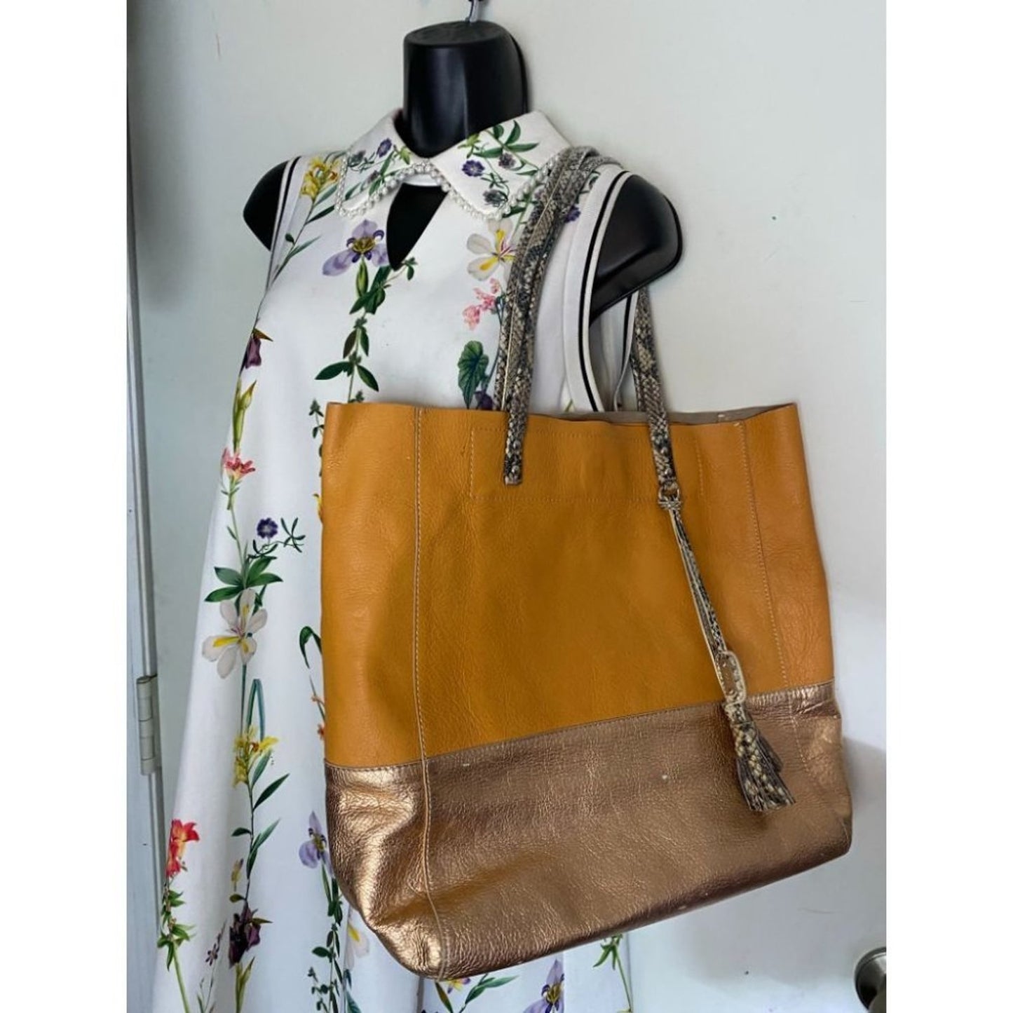 Rafe Orange Gold Leather Handbag