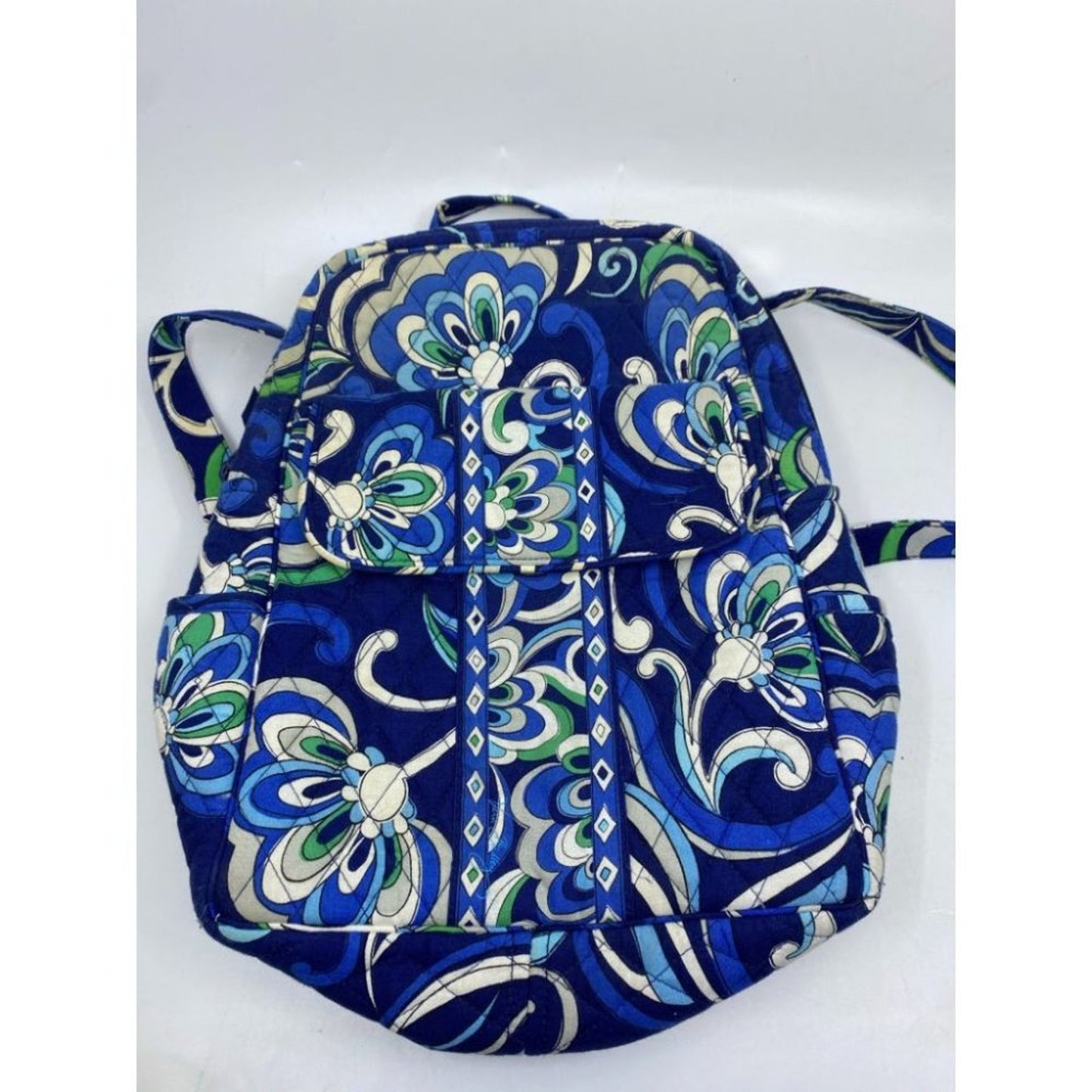 Vera Bradley Quilted Blue White Green Back Pack