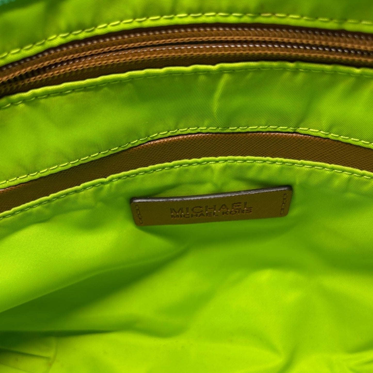 Michael Kors Aqua and Tan Tote Bag