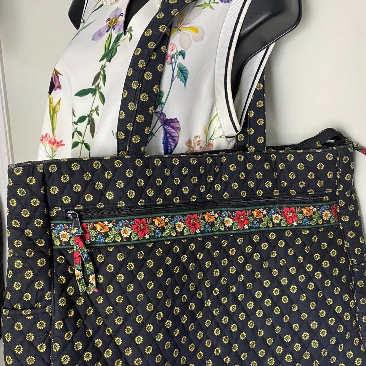 Vera Bradley Black Fabric Large Tote Bag