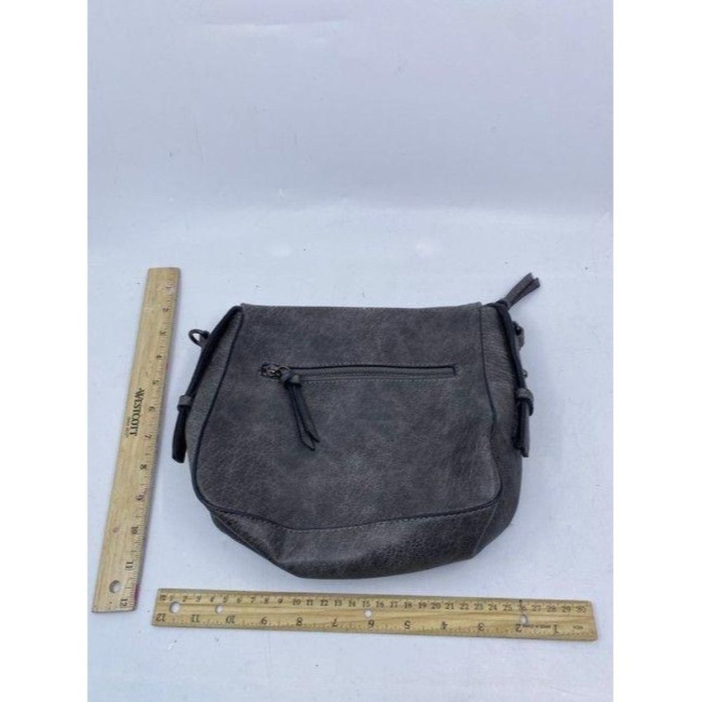 mms design studio zipper gray leather cross body b