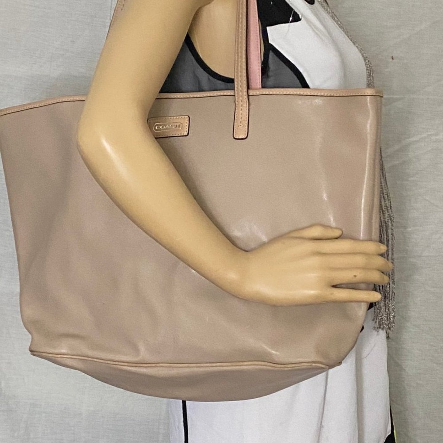 COACH XL Size Tan Coated Canvas Shopping Tote