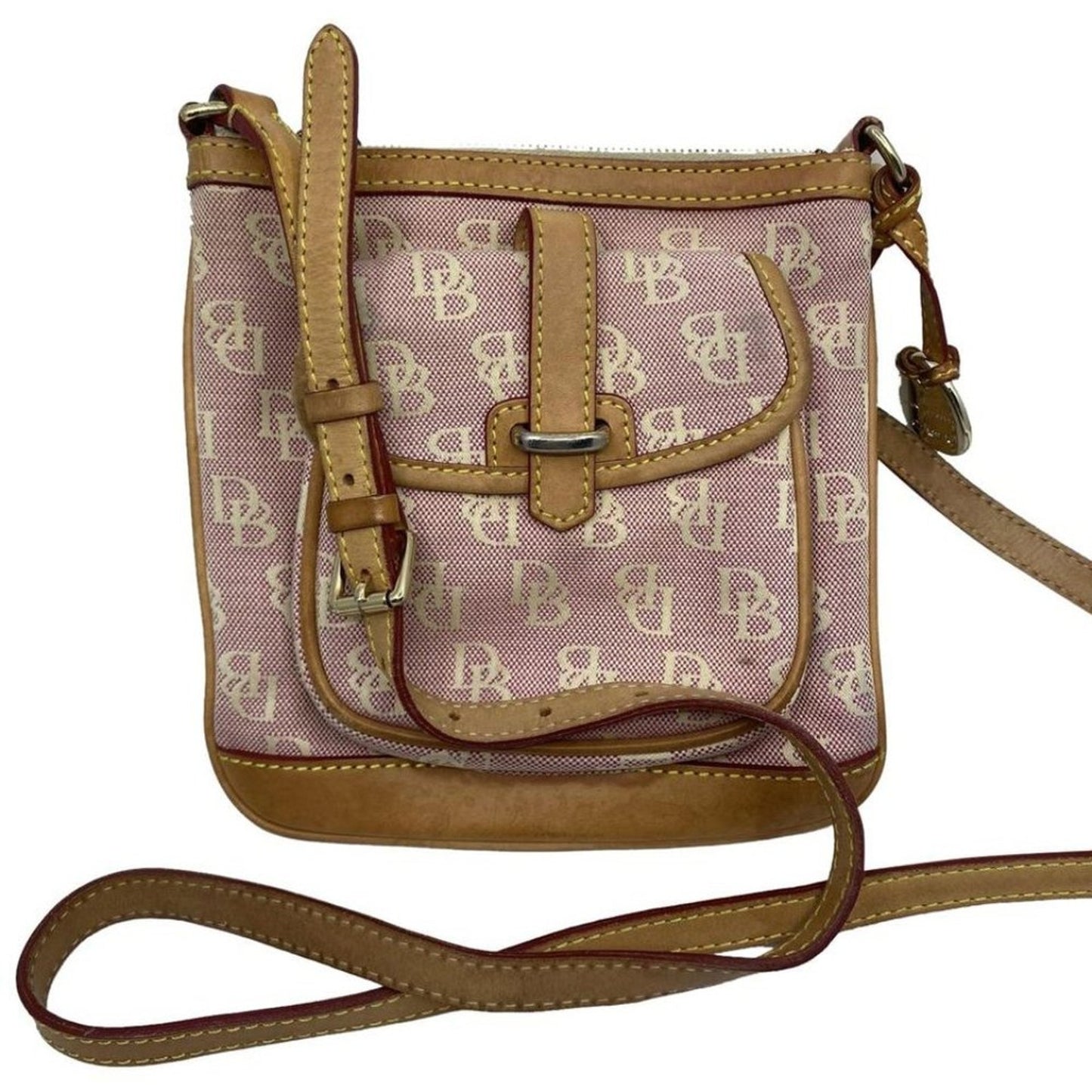 Dooney & Bourke Light Red Tan Fabric Crossbody Bag