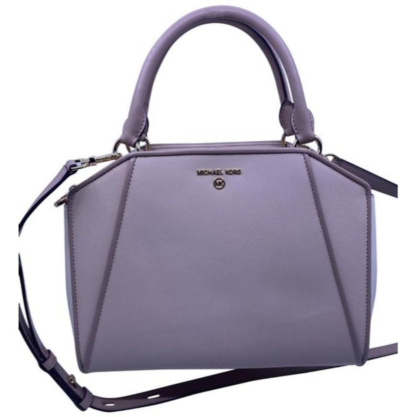 Michael Kors New Cleo Medium Satchel Soft Pink Saffiano Leather Cross Bo…