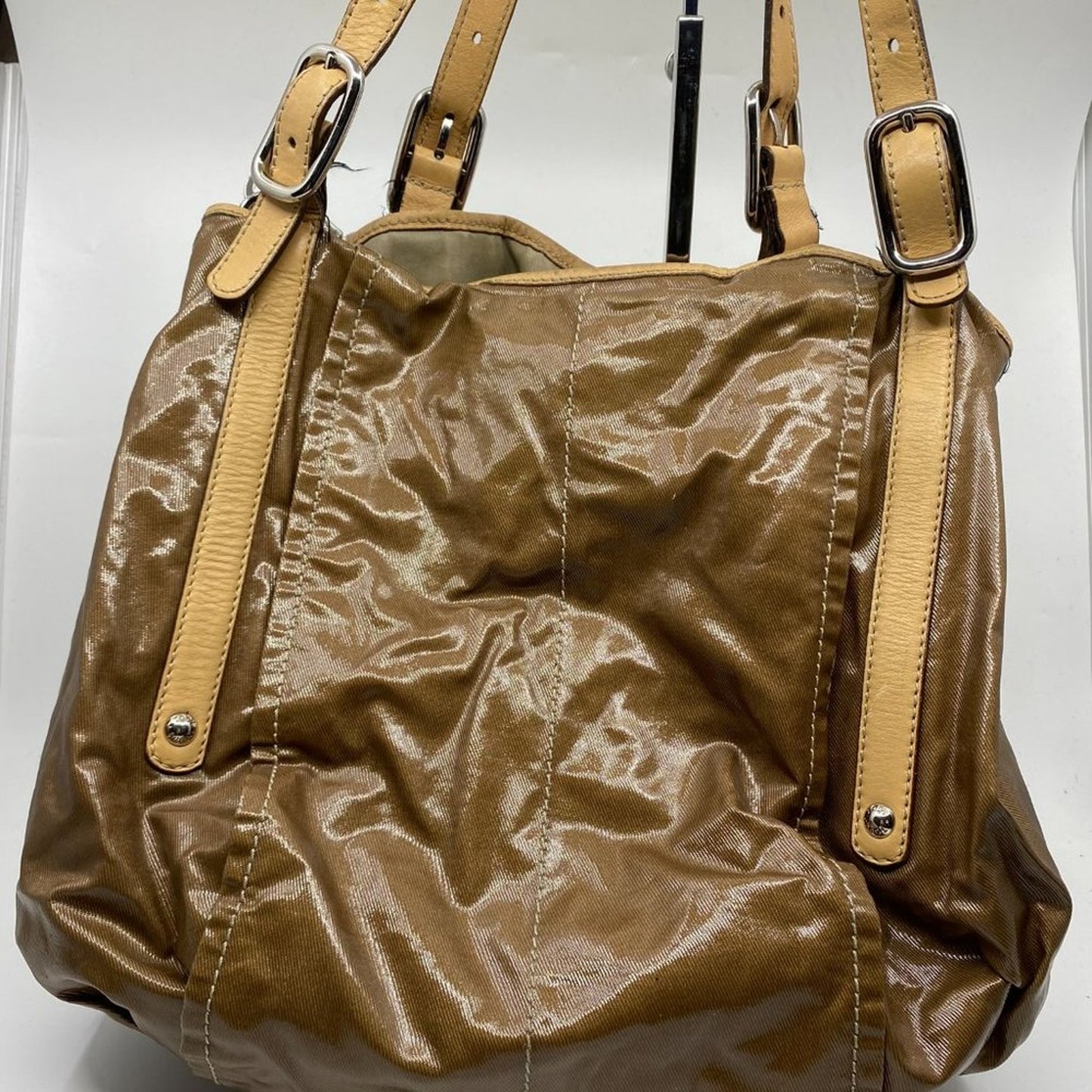 TOD’S Large Laminated Fabric Tote Bag W/ Strap