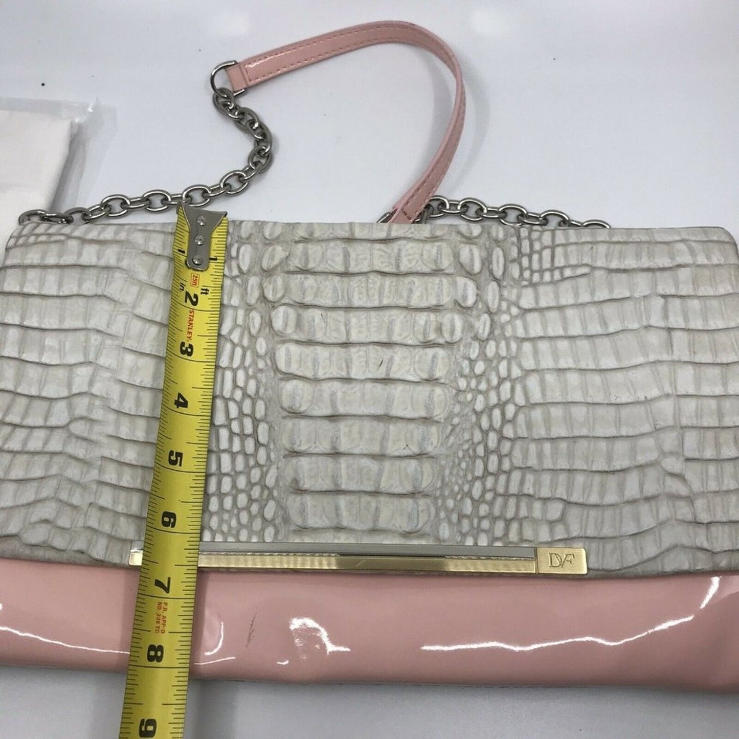 DIANE VON FURSTENBERG White Croc Embossed Shoulder