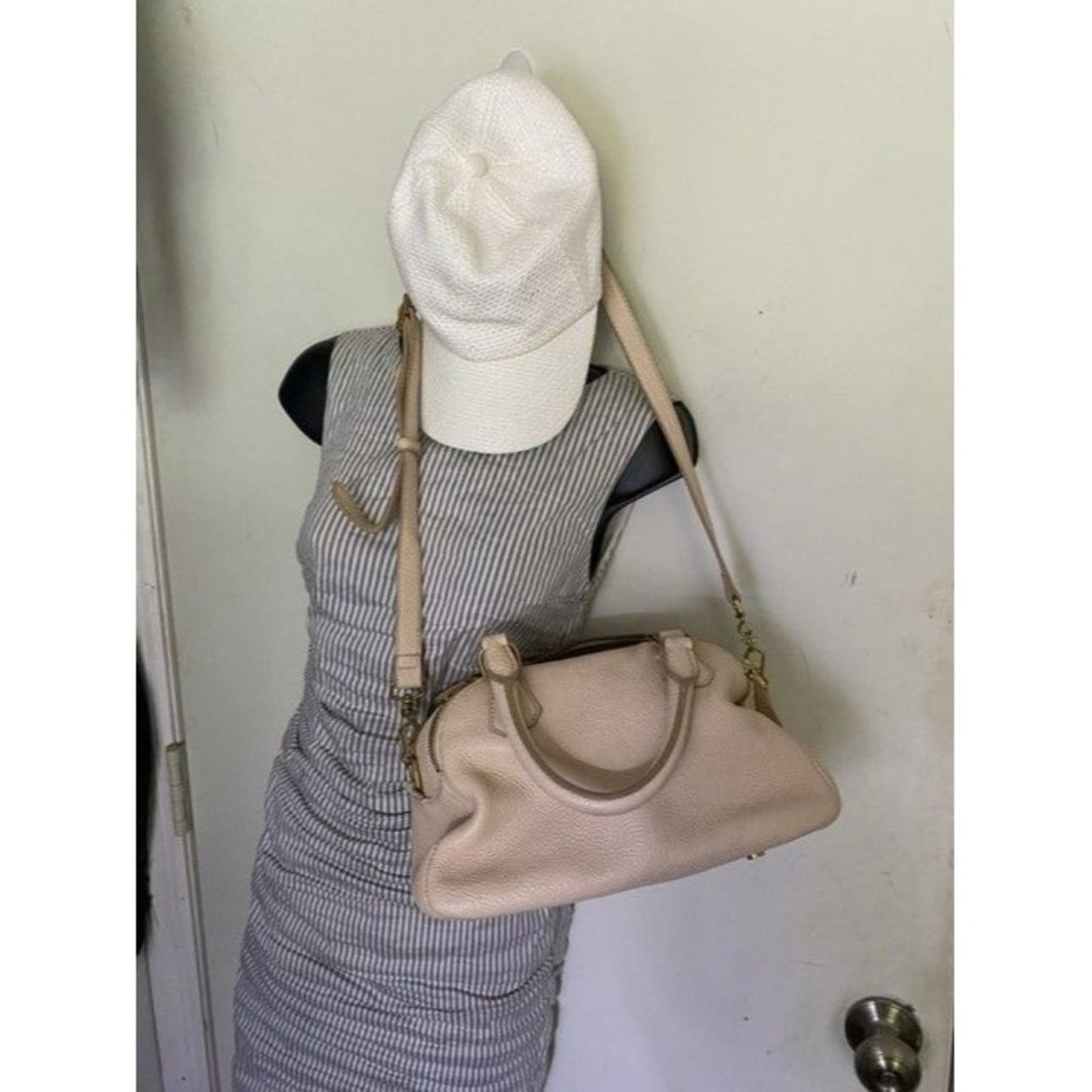 Dual Purpose White Leather Cross Body Bag