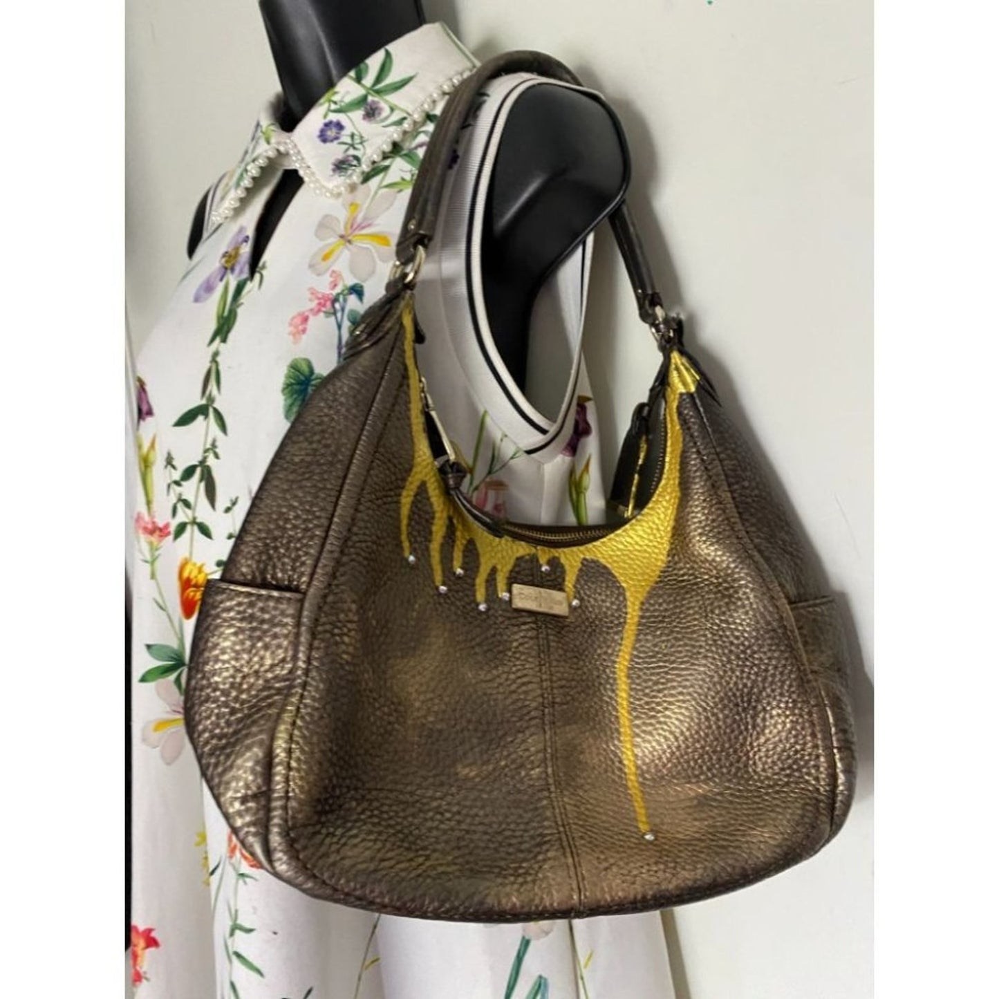 Cole Haan Leather Crossbody Brown Gold Customized