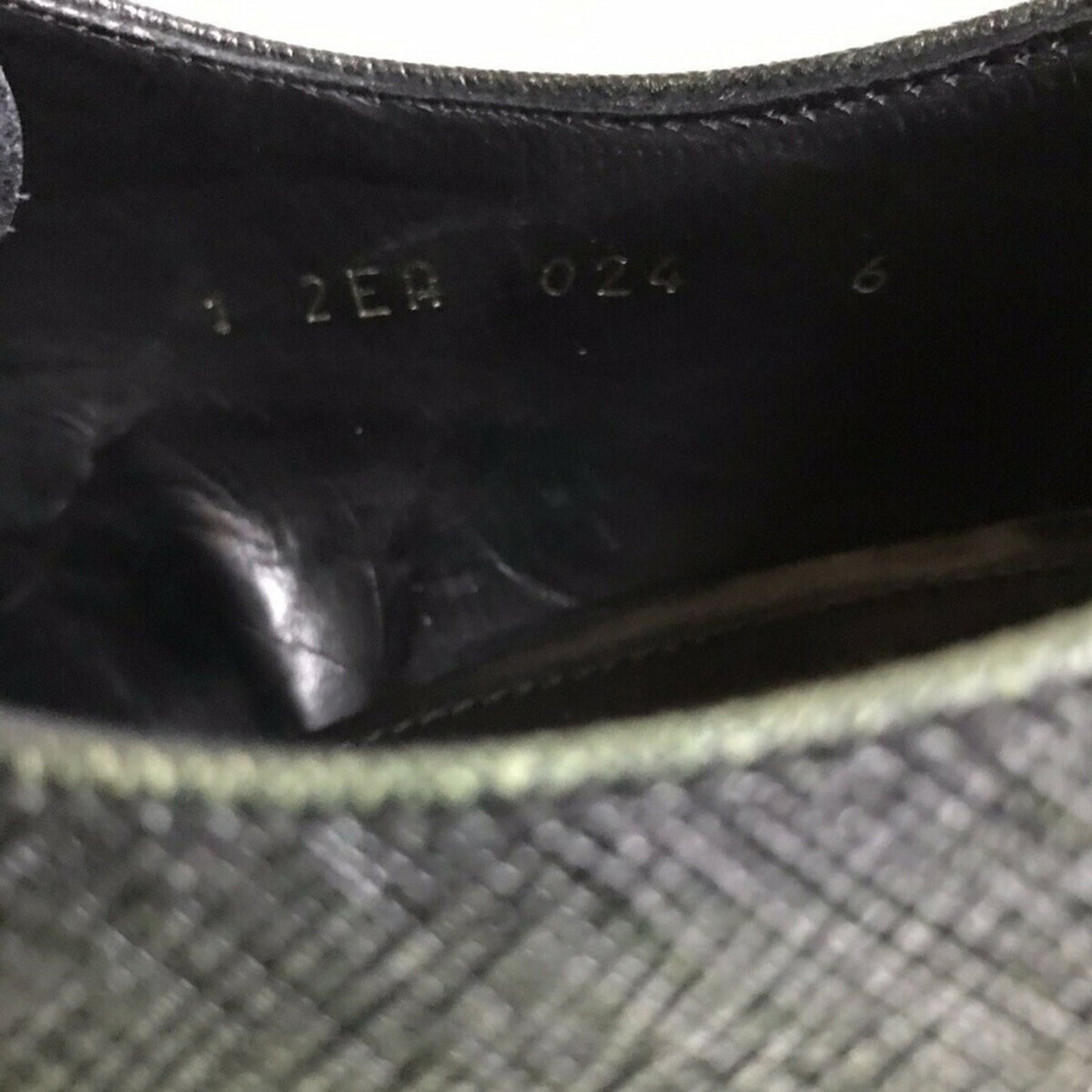 PRADA Olive Grained Leather Oxford Shoes Mens 6/ W