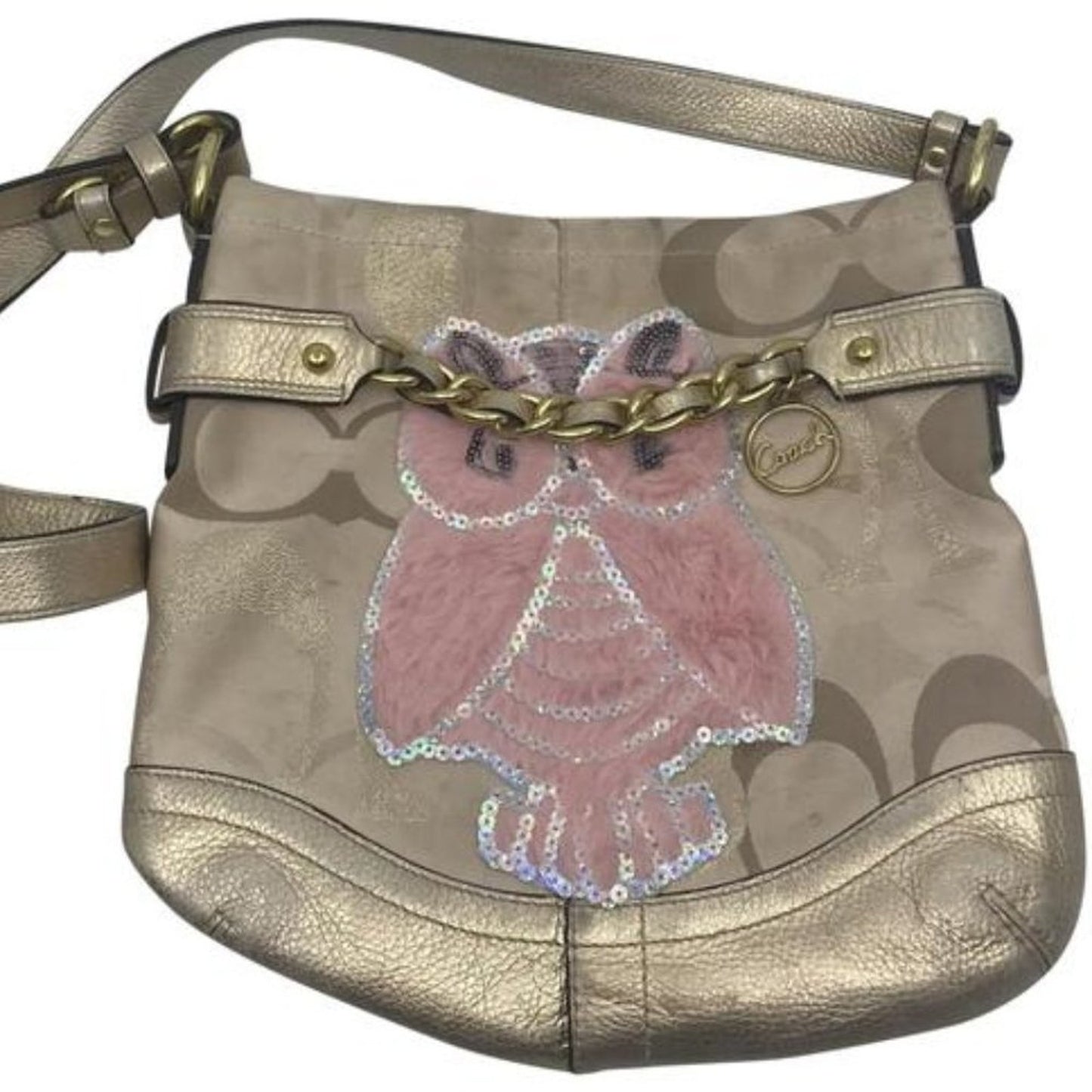 COACH Customized Tan Fabric Crossbody Bag
