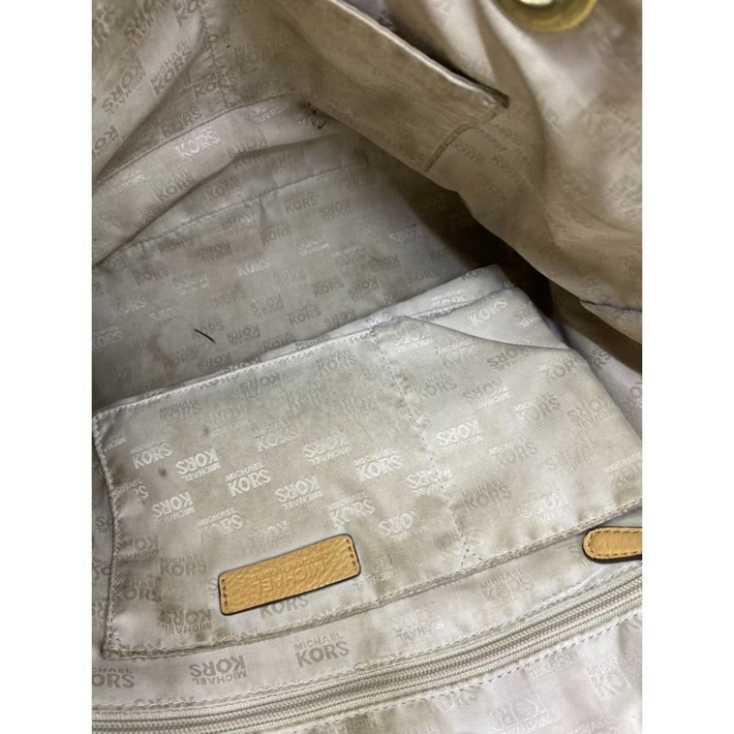 Michael Kors Classic Beige Leather Tote Bag