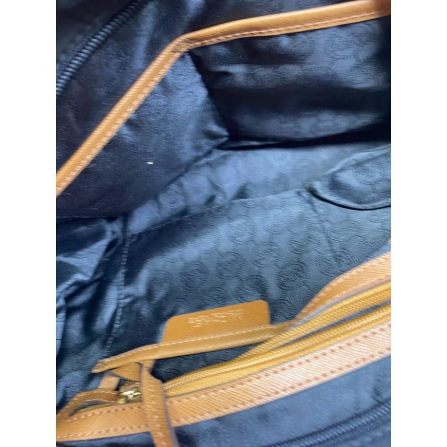 Michael Kors Nylon Black Tan Shoulder Tote Bag LG