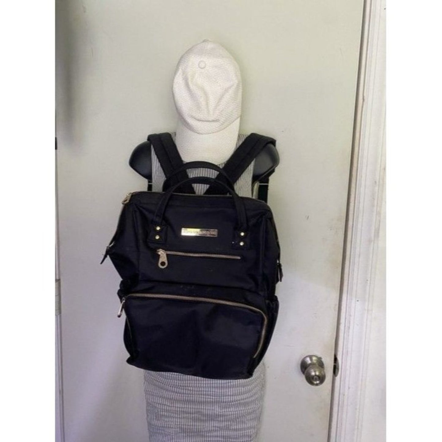 Multi Pocket Black Fabric Backpack