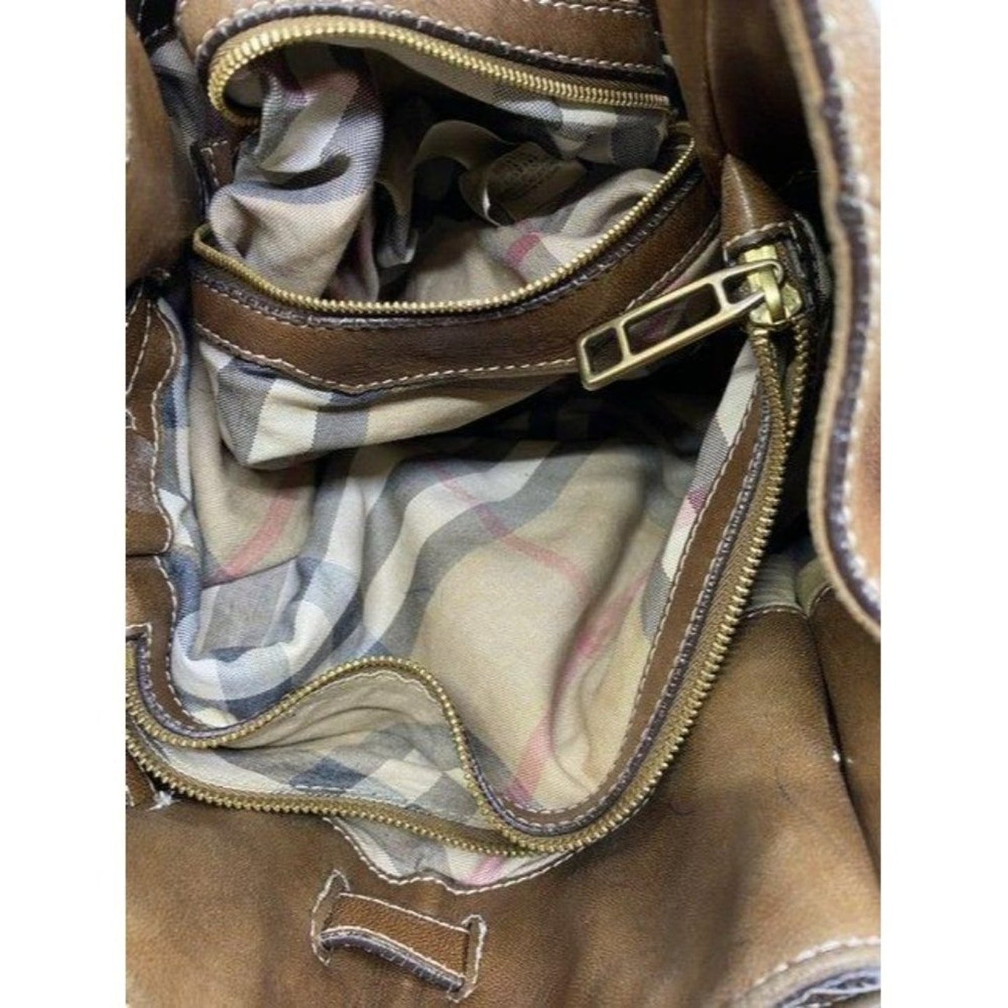 burberry vintage classic brown leather hobo bag