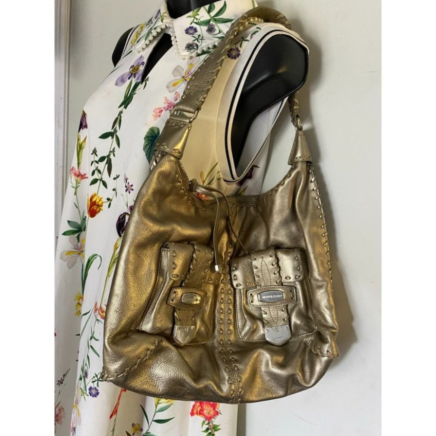 Michael Kors Lamb Leather Gold Shoulder Hand Bag