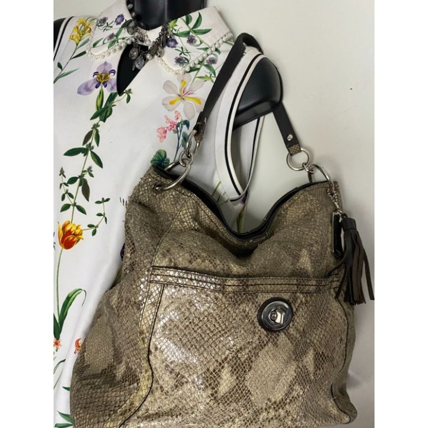 COACH Animal Embossed Leather Tan Shoulder Bag