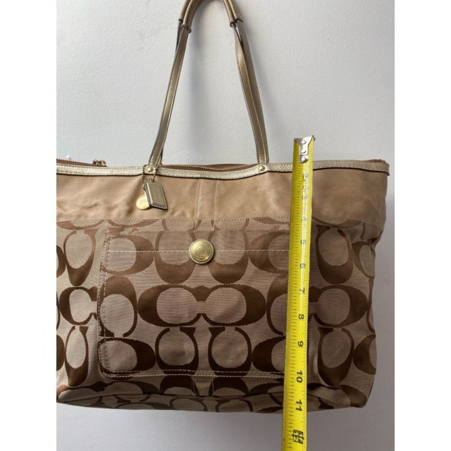 COACH Large Bronze Color Jacquard Fabric Tote Bag