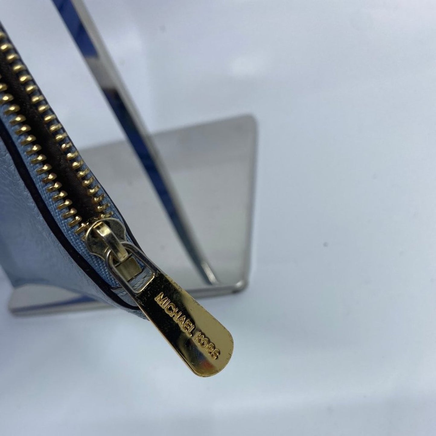 Michael Kors Pastel Blue Grain Leather Wristlet