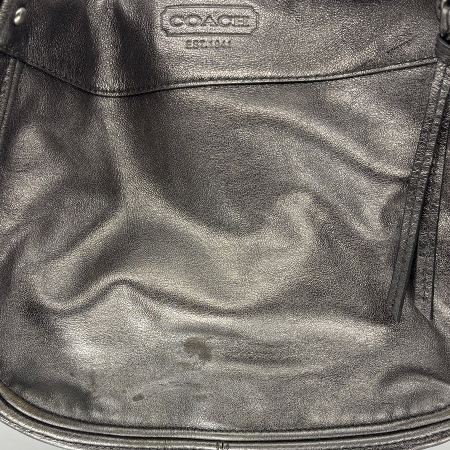 Coach Metallic Gray Leather Shoulder Bag