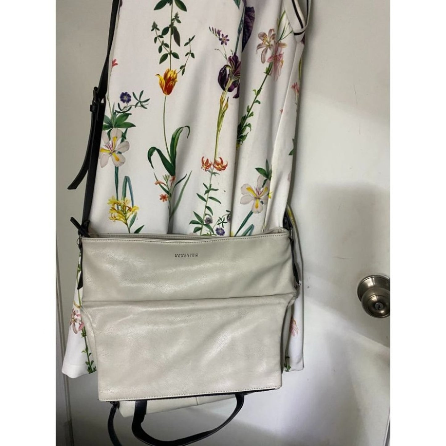 Kenneth Cole White Large Leather Crossbody Bag