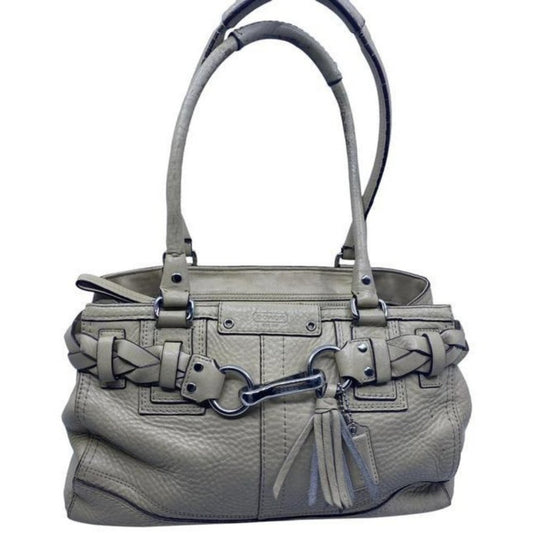 coach medium beige leather shoulder bag