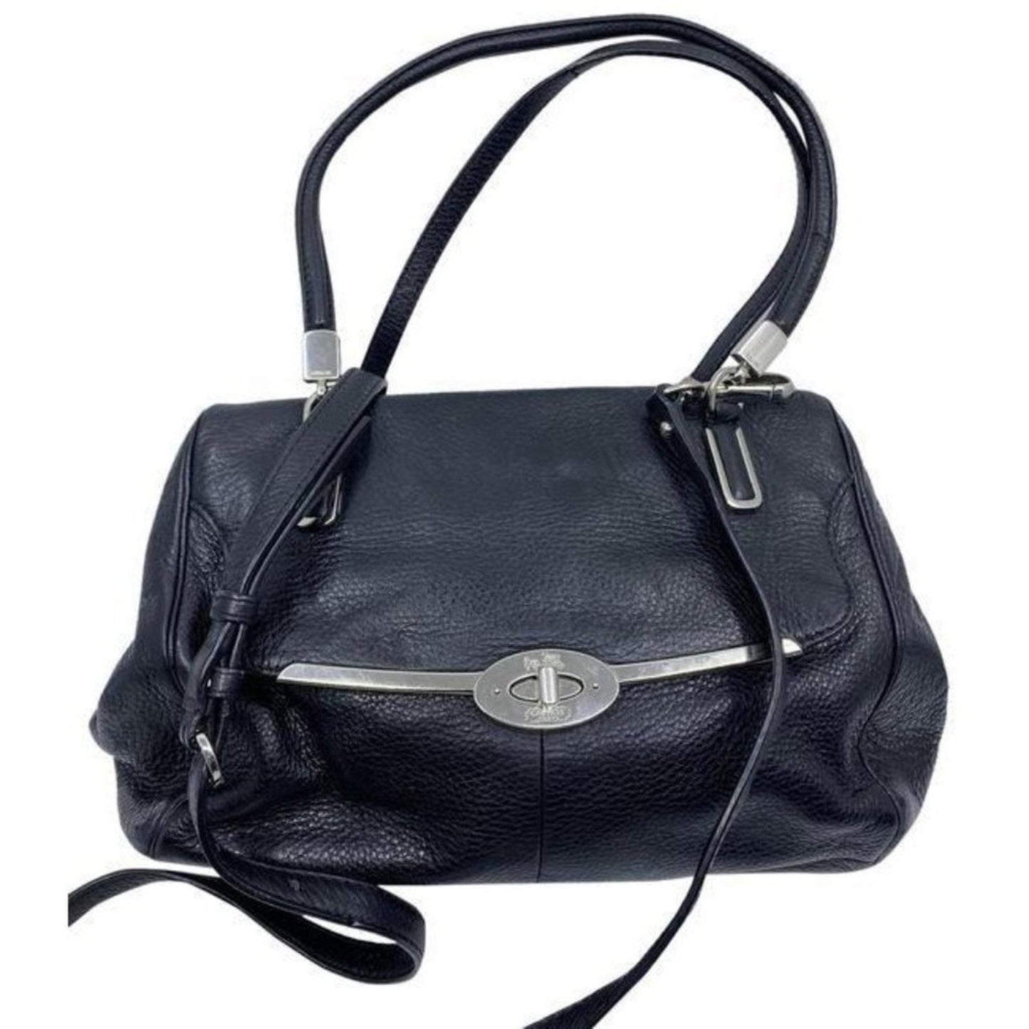 coach large black leather cross body bag
