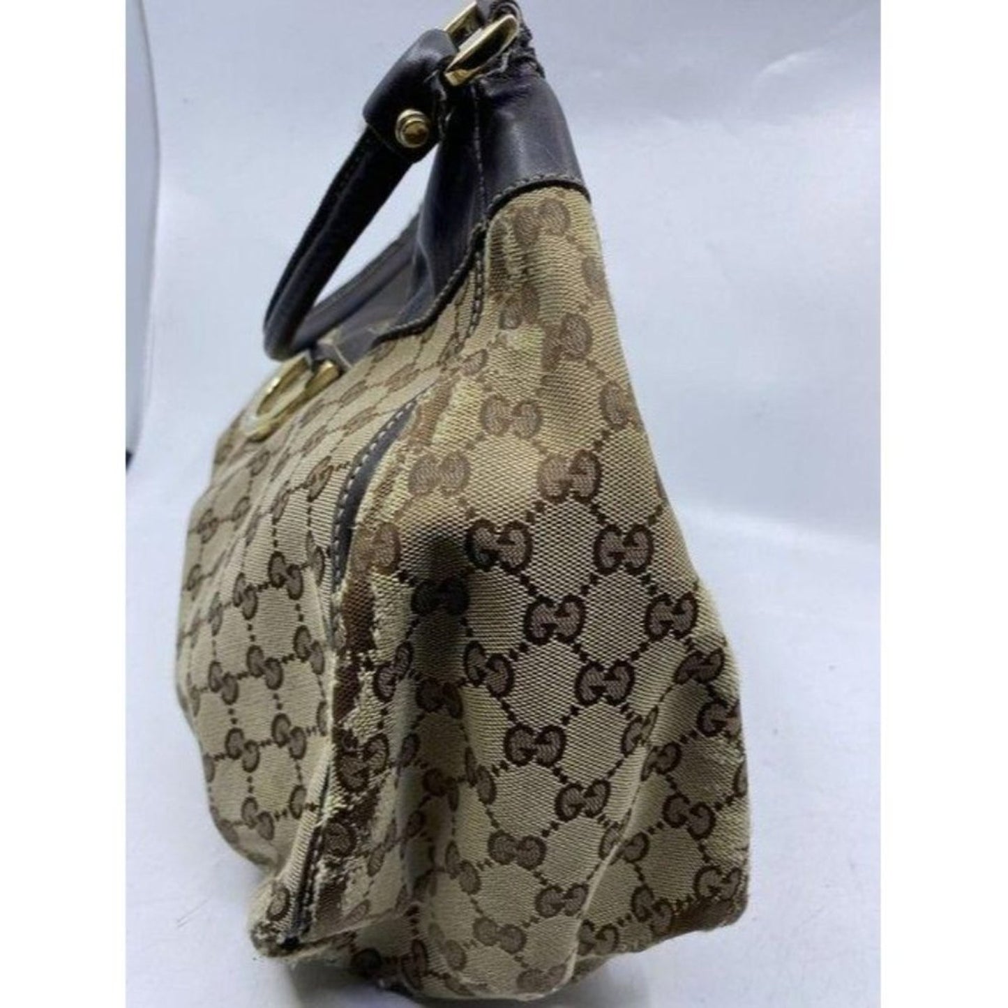 Gucci tote all over logo beige brown jacquard fabr