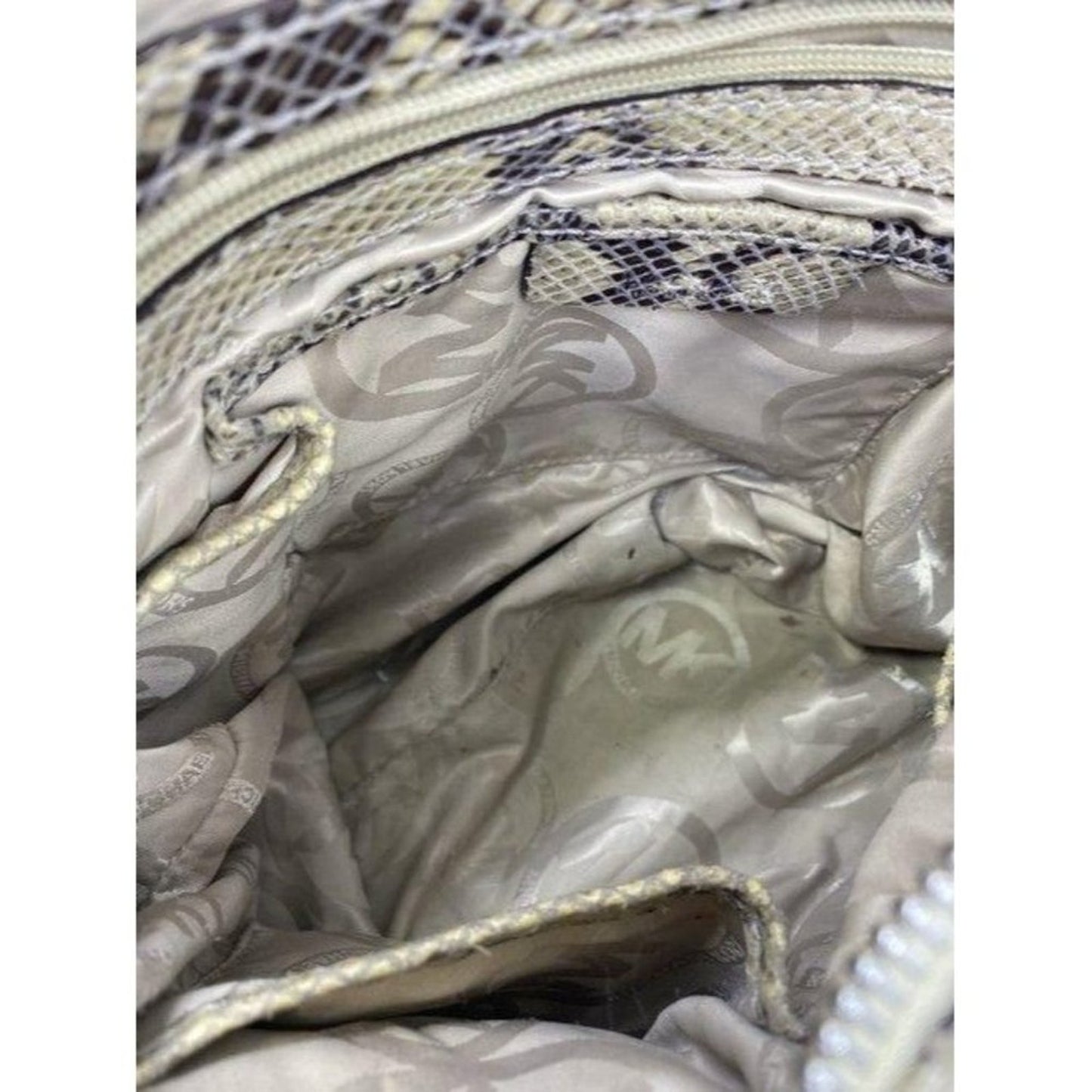 michael kors bag snake print beige leather tote