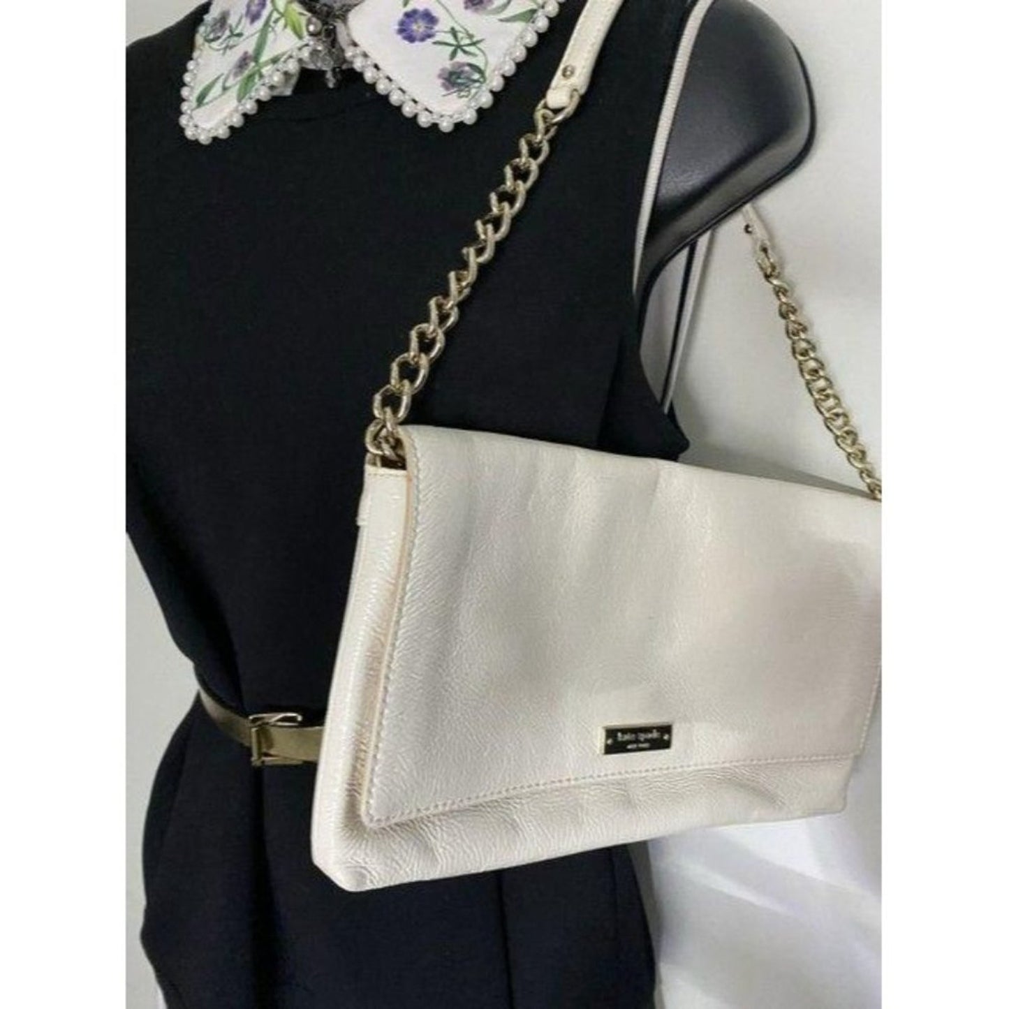 kate spade cream patent leather shoulder bag