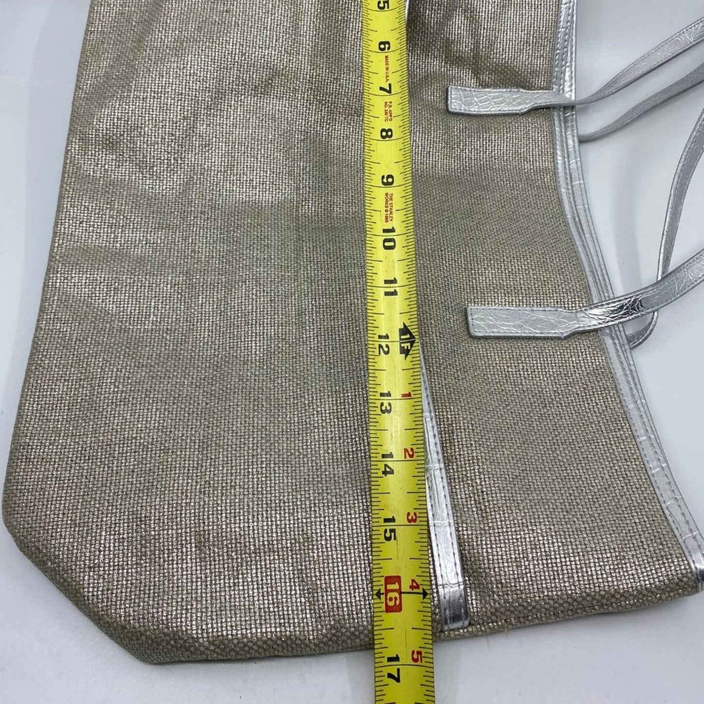 Michael Kors M Tan Interwoven Canvas Shoulder Bag