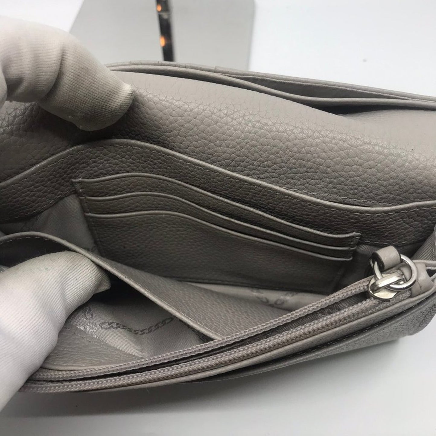 Michael Kors Grain Leather Long Belt Gray Wristlet