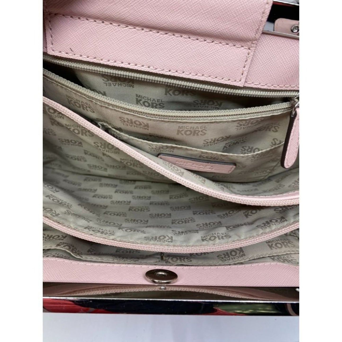 Michael Kors Pink Saffiano Leather Het Set Bag MD