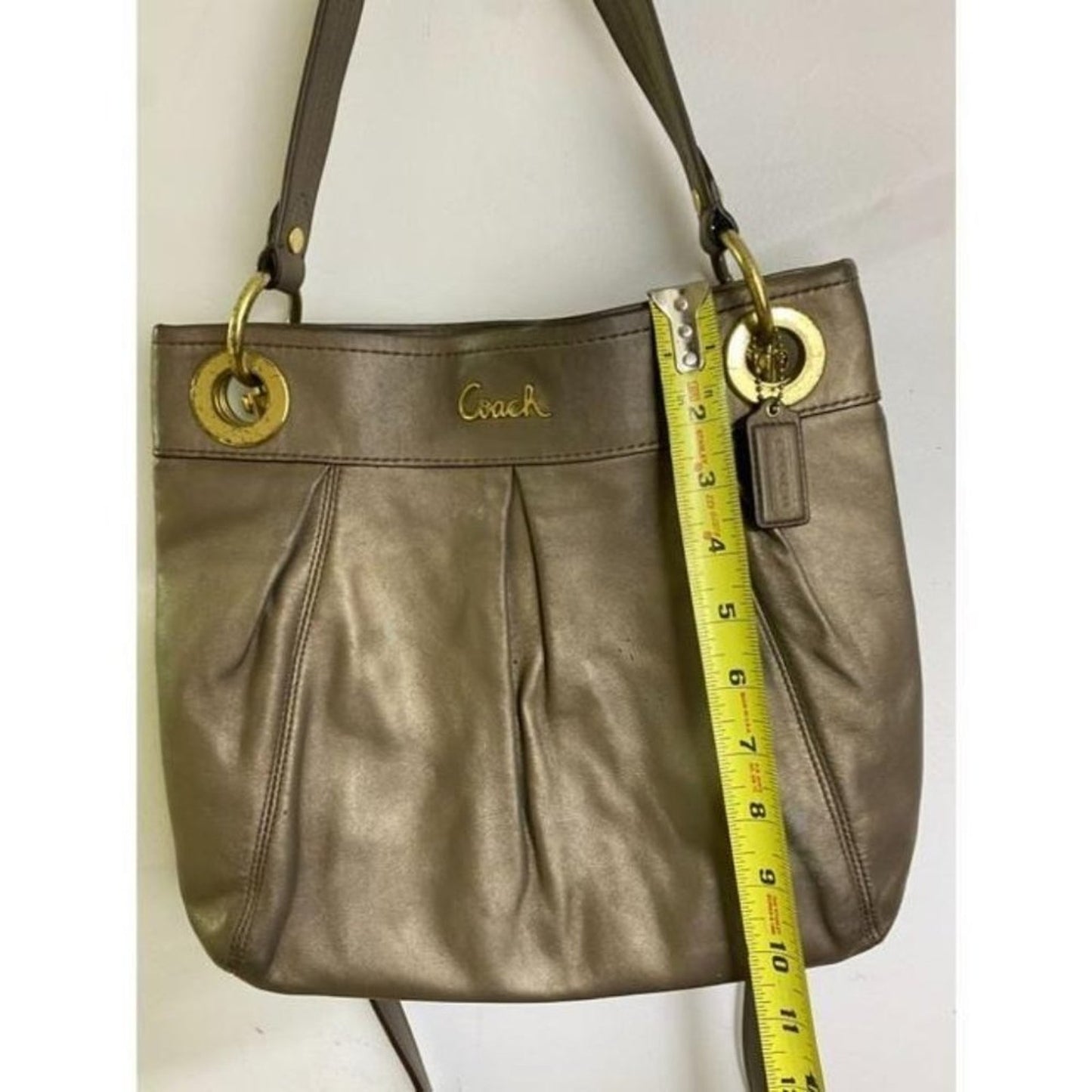 coach medium w adjustable strap gold leather cross