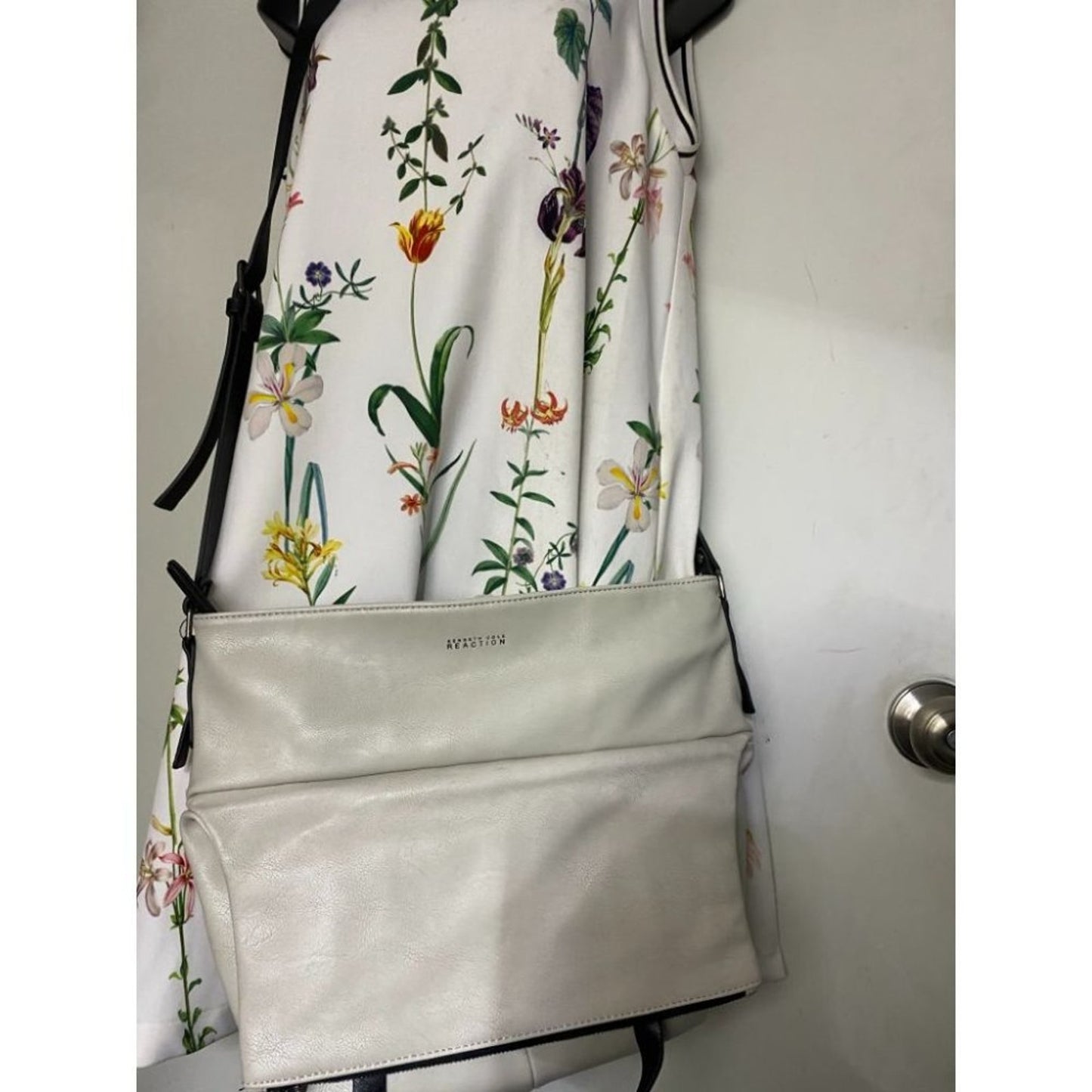 Kenneth Cole White Large Leather Crossbody Bag