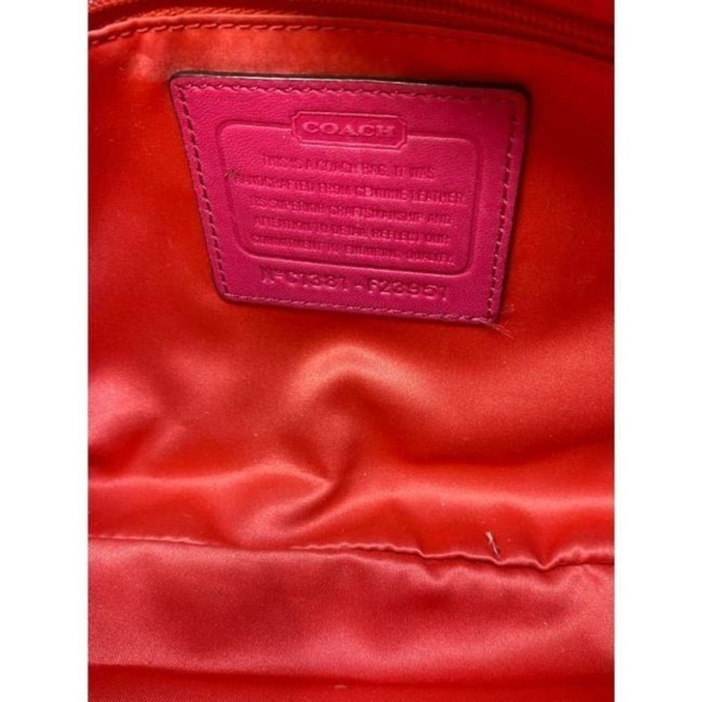 coach medium w adjustable strap tan pink leather c